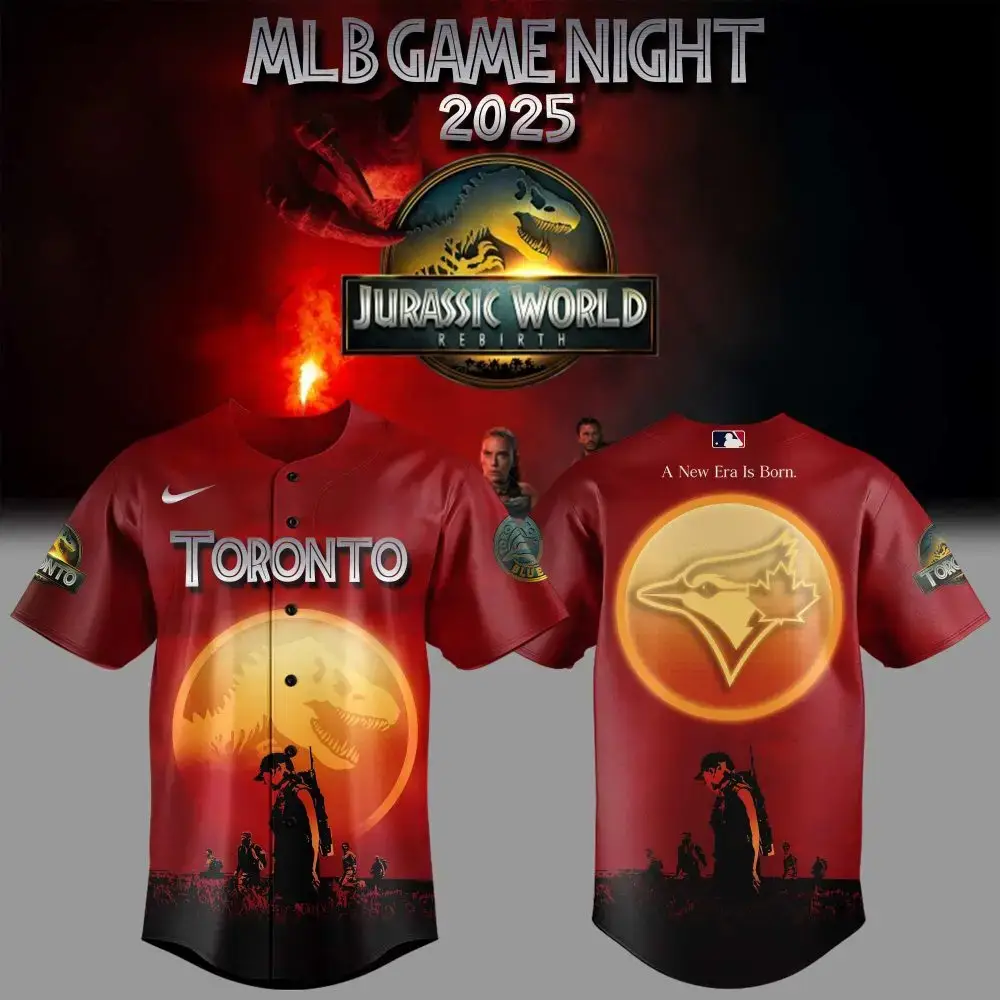 Toronto Blue Jays Mlb X Jurassic World New Era Custom Baseball Jersey Image