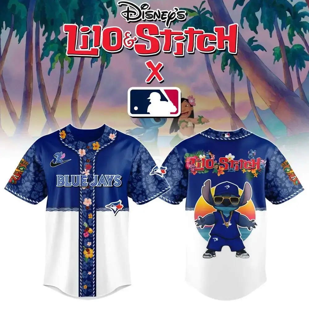 Toronto Blue Jays Mlb X Lilo & Stitch Custom Baseball Jersey Image
