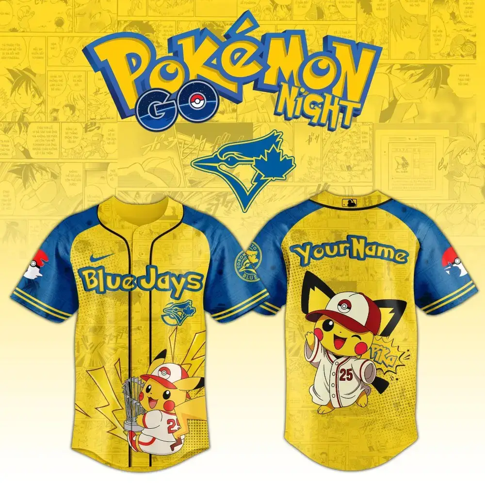 Toronto Blue Jays Mlb X Pokemon Pichu Pikachu Custom Baseball Jersey Custom Name Image