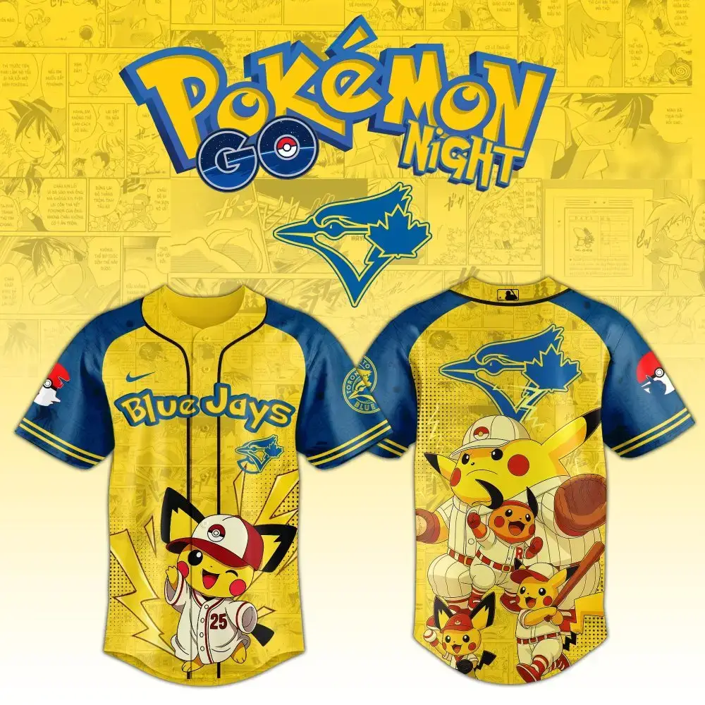 Toronto Blue Jays Mlb X Pokemon Pikachu Family Custom Baseball Jersey Image