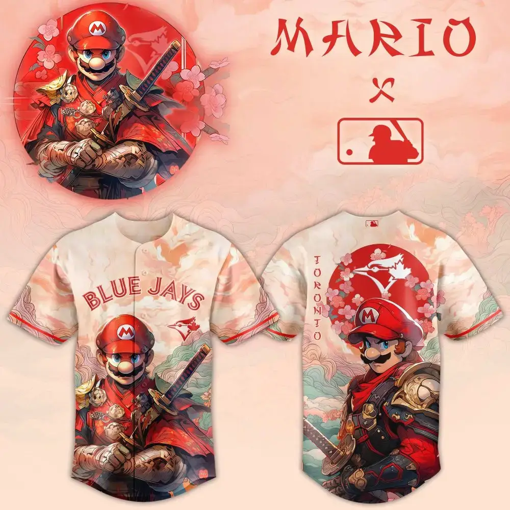 Toronto Blue Jays Mlb X Super Mario Samurai Hero Custom Baseball Jersey Image