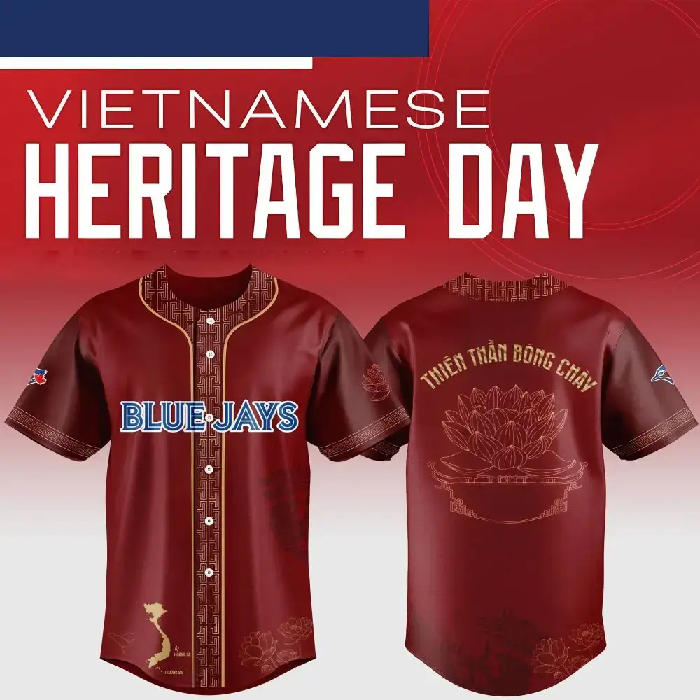 Toronto Blue Jays Mlb X Vietnamese Heritage Night Custom Baseball Jersey Image