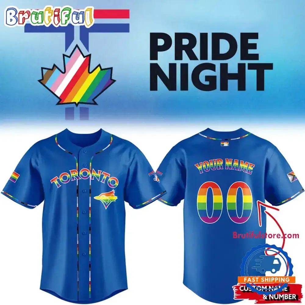 Toronto Blue Jays Pride Night Custom Name And Number Jersey Shirt Image