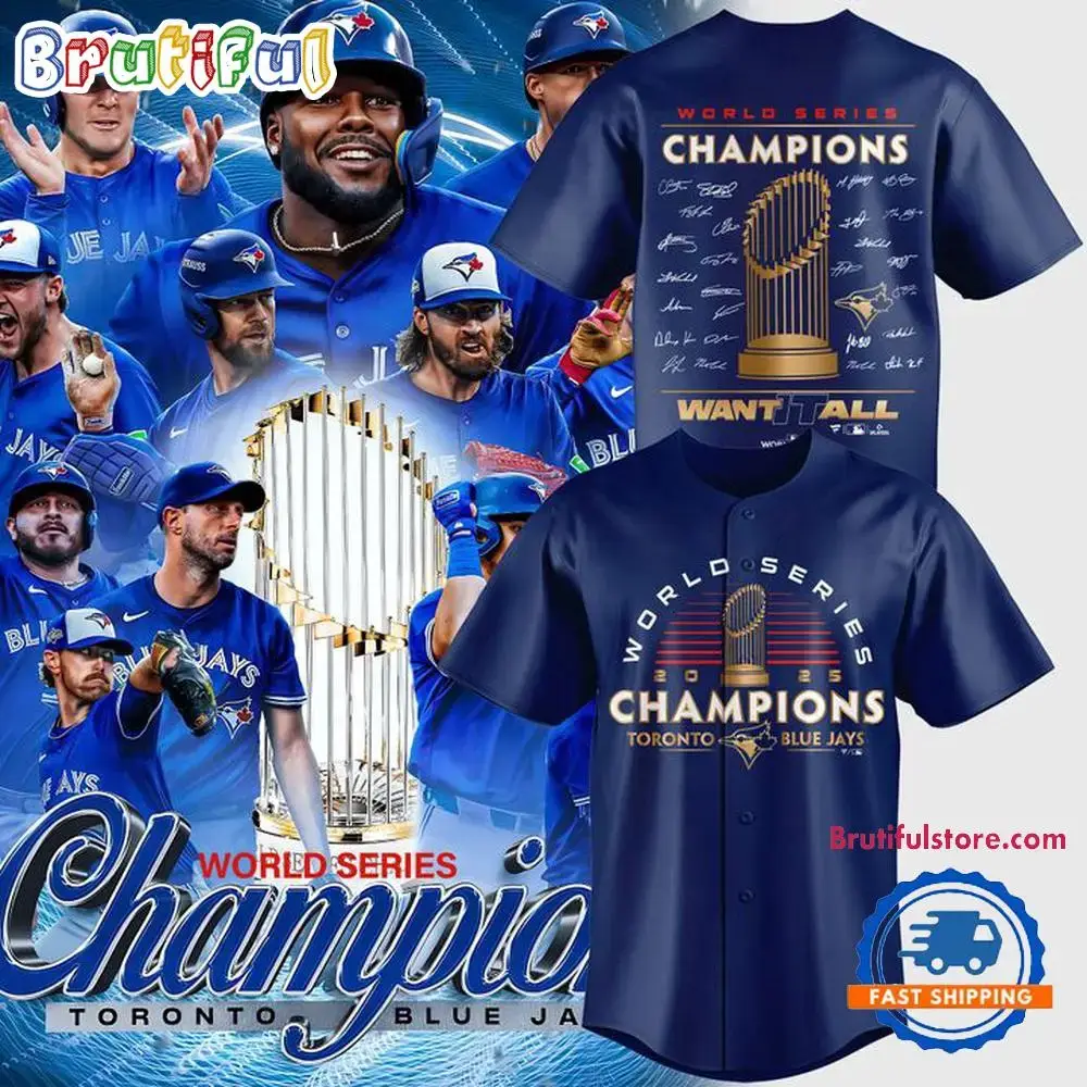 Toronto Blue Jays World Series Champions 2025 New Design Blue Baseball Jersey Image