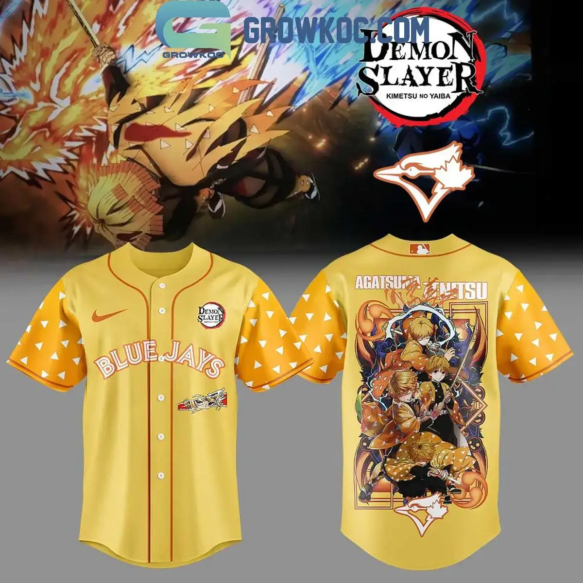 Toronto Blue Jays x Agatsuma Zenitsu Demon Slayer Infinity Catsle 2025 Jersey Image