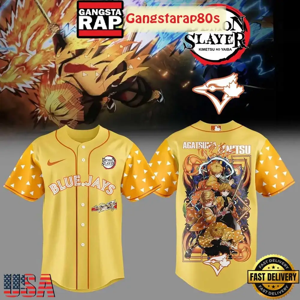 Toronto Blue Jays x Agatsuma Zenitsu Demon Slayer Infinity Catsle 2025 Special Baseball Jersey Image