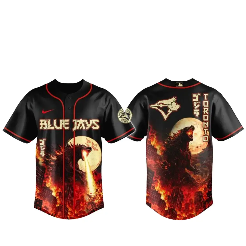 Toronto Blue Jays x Godzilla King of Monsters Baseball Jersey Image