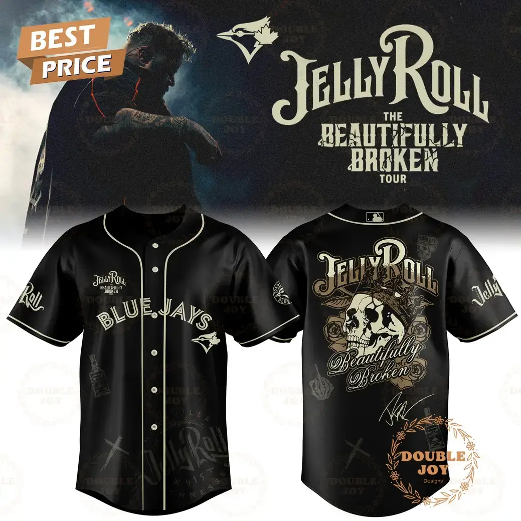 Toronto Blue Jays x Jelly Roll Tour The Beautiflly Broken Baseball Jersey Image