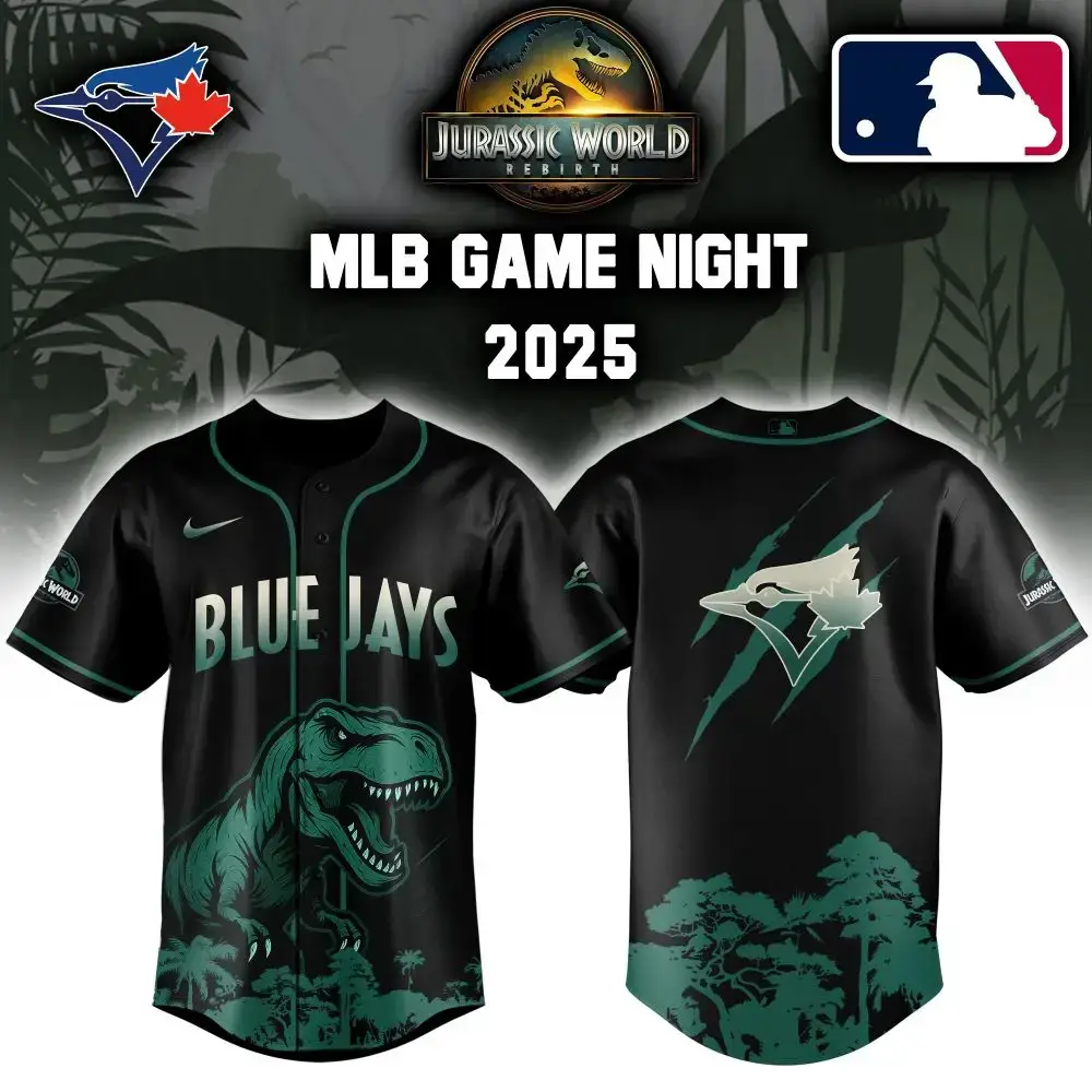 Toronto Blue Jays X Mlb Jurassic World Custom Baseball Jersey Image