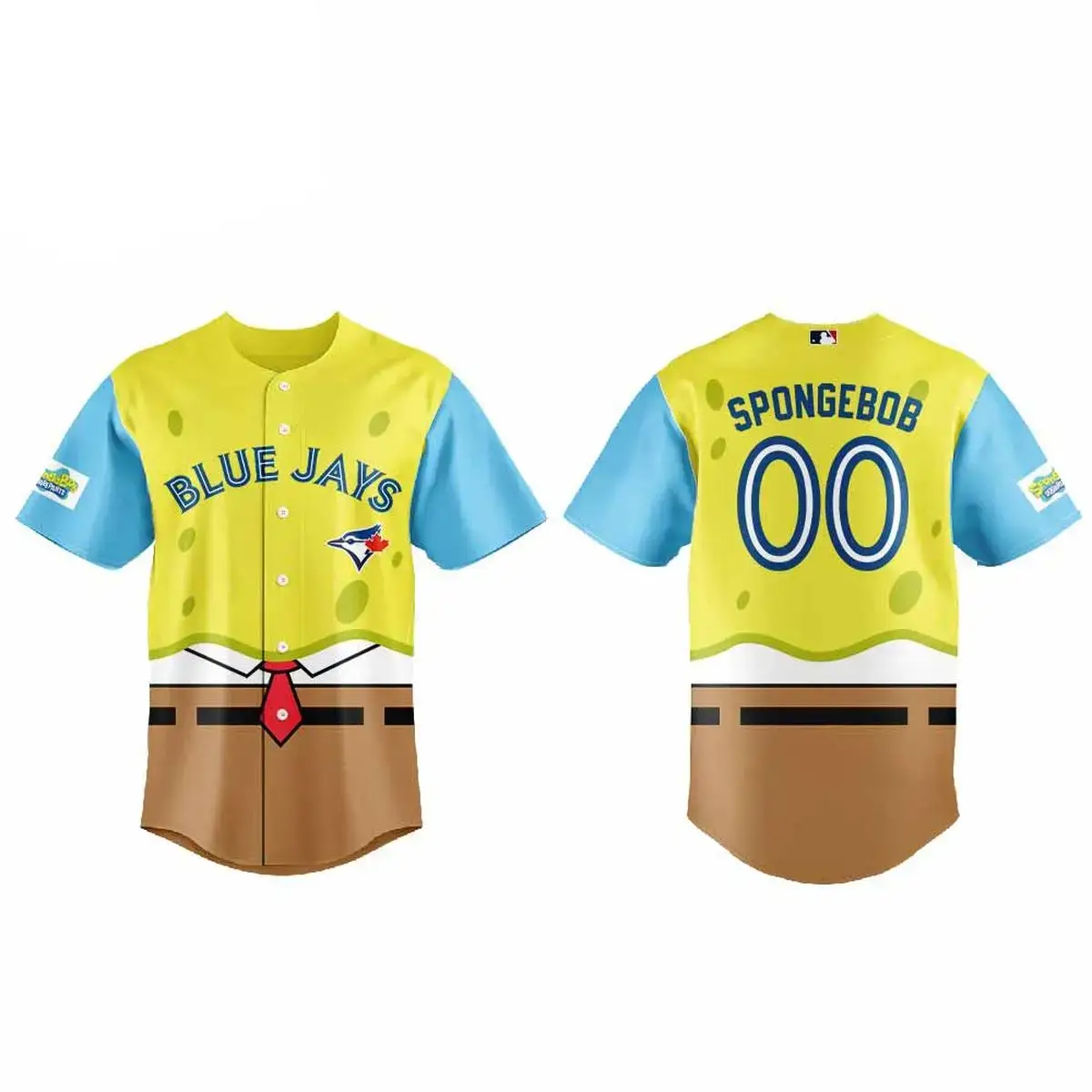 Toronto Blue Jays x SpongeBob SquarePants Night 2026 Personalized Name and Number Baseball Jersey Image