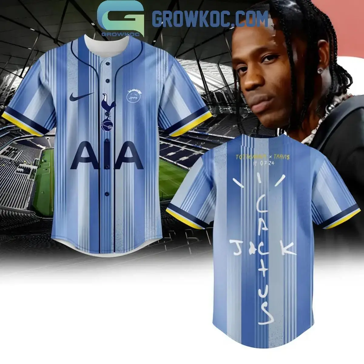 Tottenham Hotspur Travis Scott 2024 Personalized Baseball Jersey Image