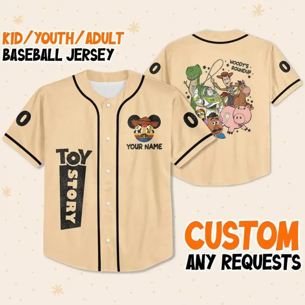Toy Story Custom Baseball Jersey - Kids/Youth/Adult Sizes - Personalize Your Own! Image