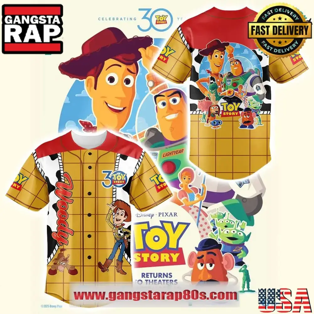 Toy Story Woody Celebrating 30 Year Baseball Jersey Image