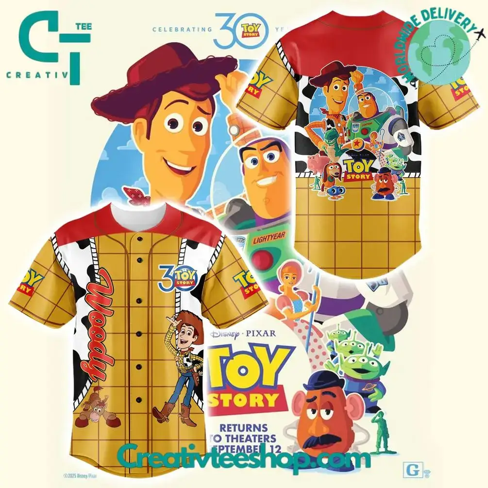 Toy Story Woody Celebrating 30 Year Baseball Jersey Image