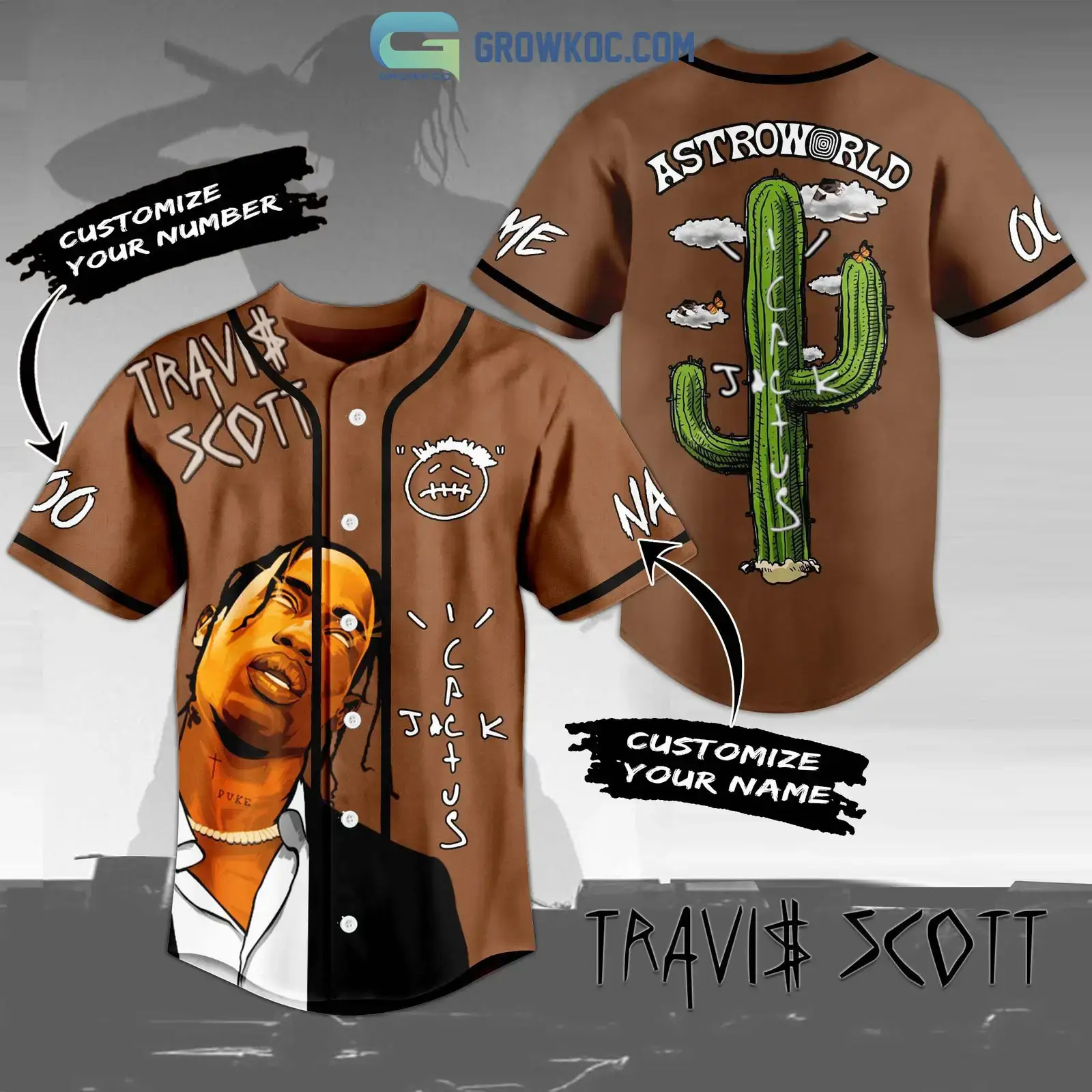 Travis Scott Astroworld Cactus Personalized Baseball Jersey Image