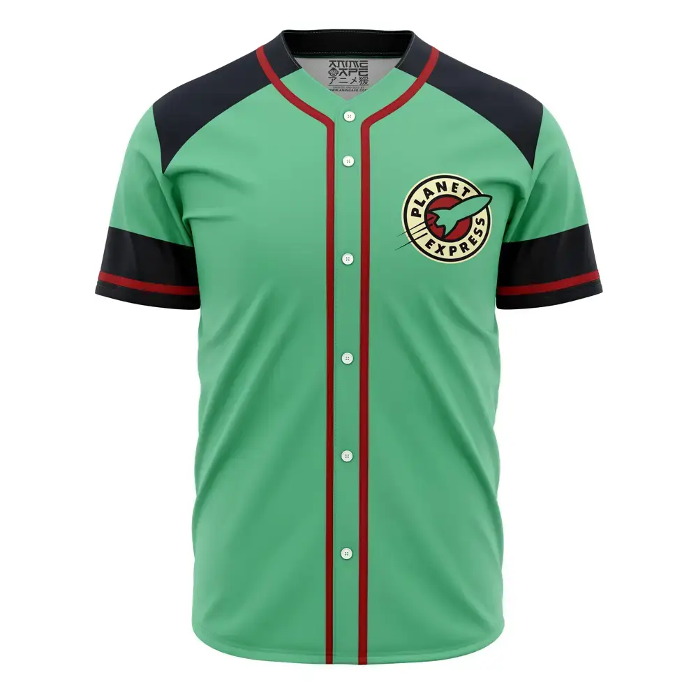 Trendsetting Green Baseball Jersey – Futuristic Planet Express Design, Unisex Sizes Image