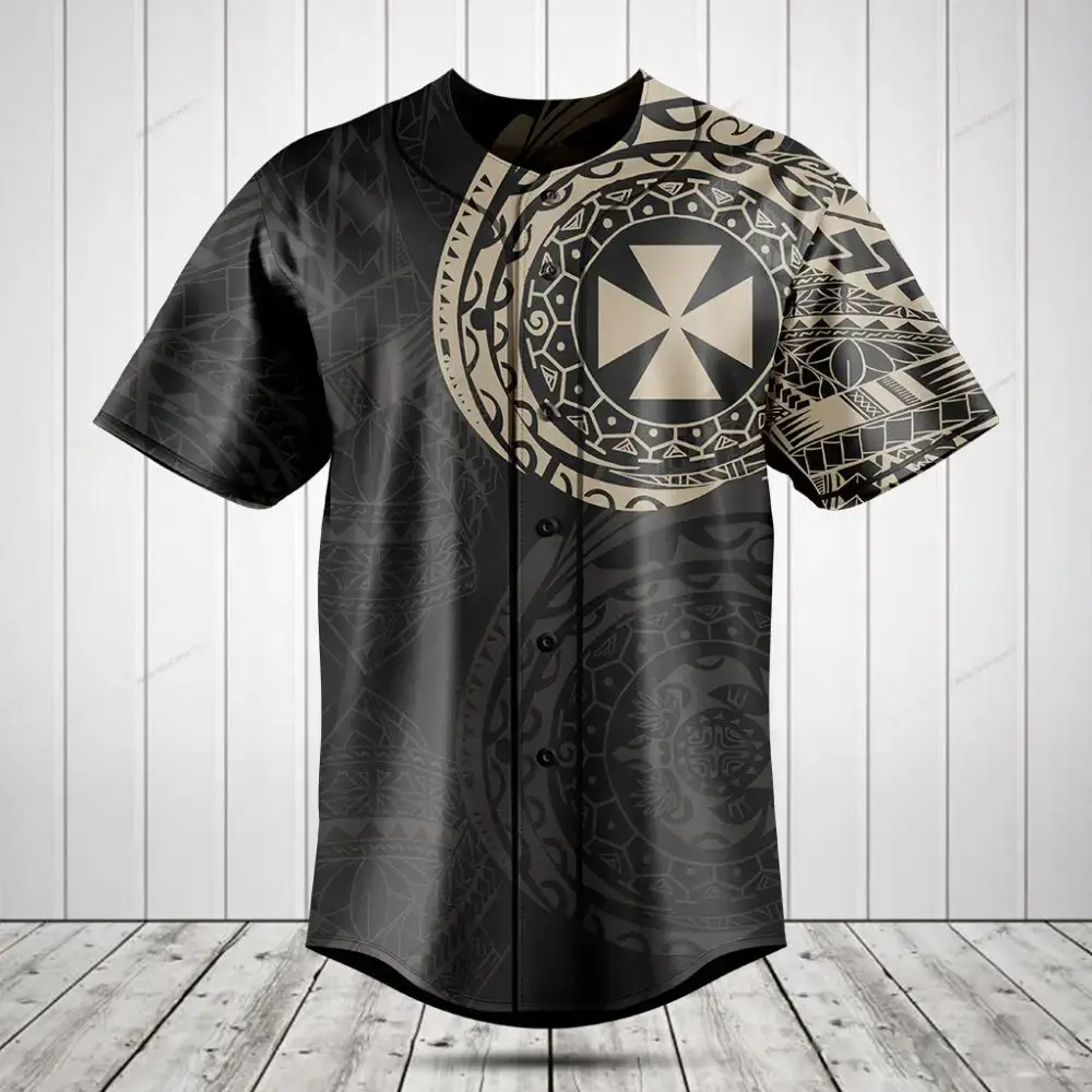 Tribal Pattern Baseball Jersey – Stylish Black & Gold Design, Unisex S-Xxl Image
