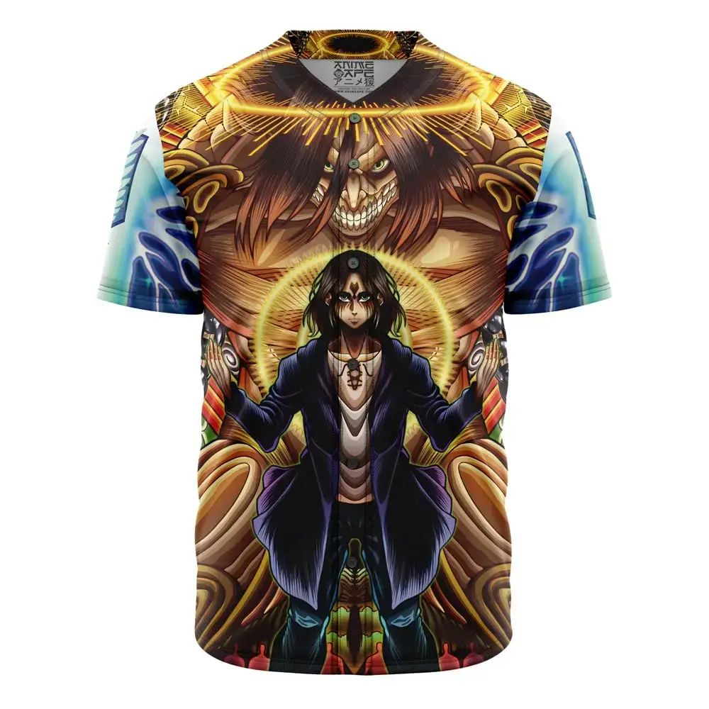 Trippy Eren Yeager Timeskip Attack On Titan Baseball Jersey Without Piping Image