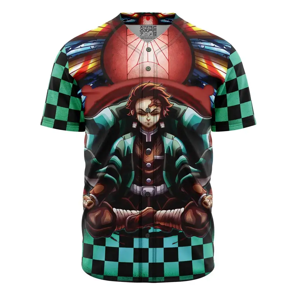 Trippy Kamado Tanjiro Demon Slayer Baseball Jersey Without Piping Image
