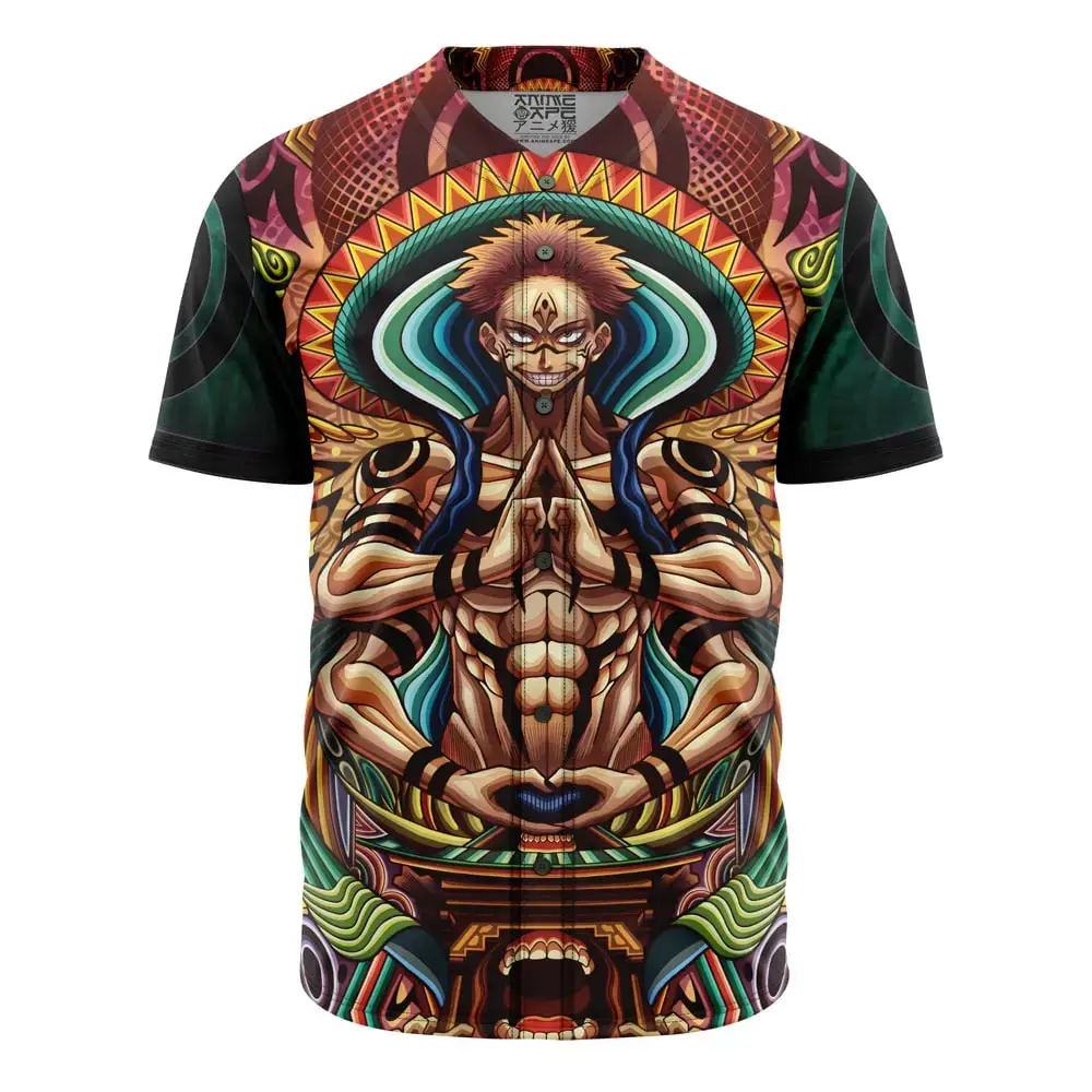 Trippy Ryomen Sukuna Jujutsu Kaisen Baseball Jersey Without Piping Image
