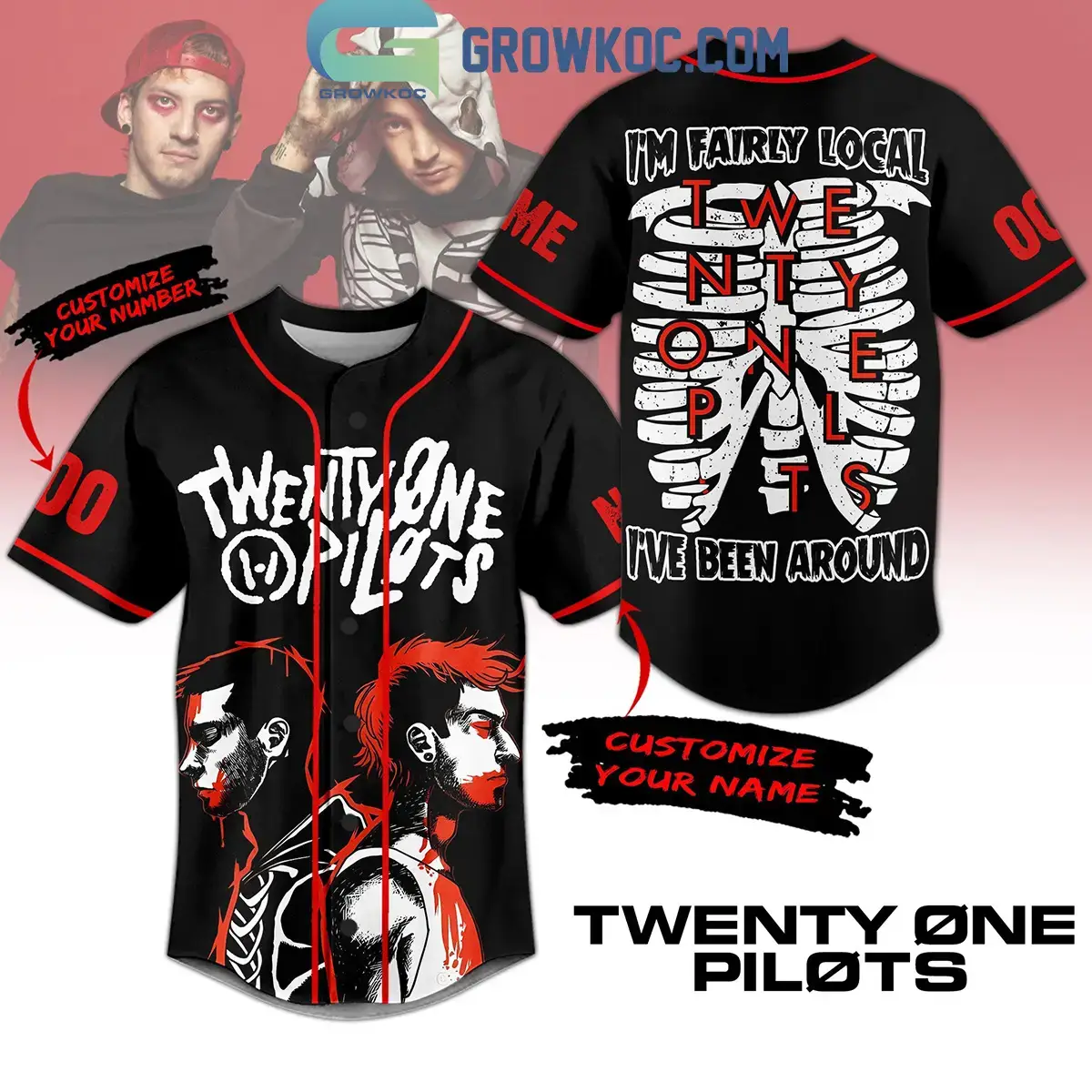 Twenty One Pilots I'm Fairly Local I've Been Around Personalized Baseball Jersey Image