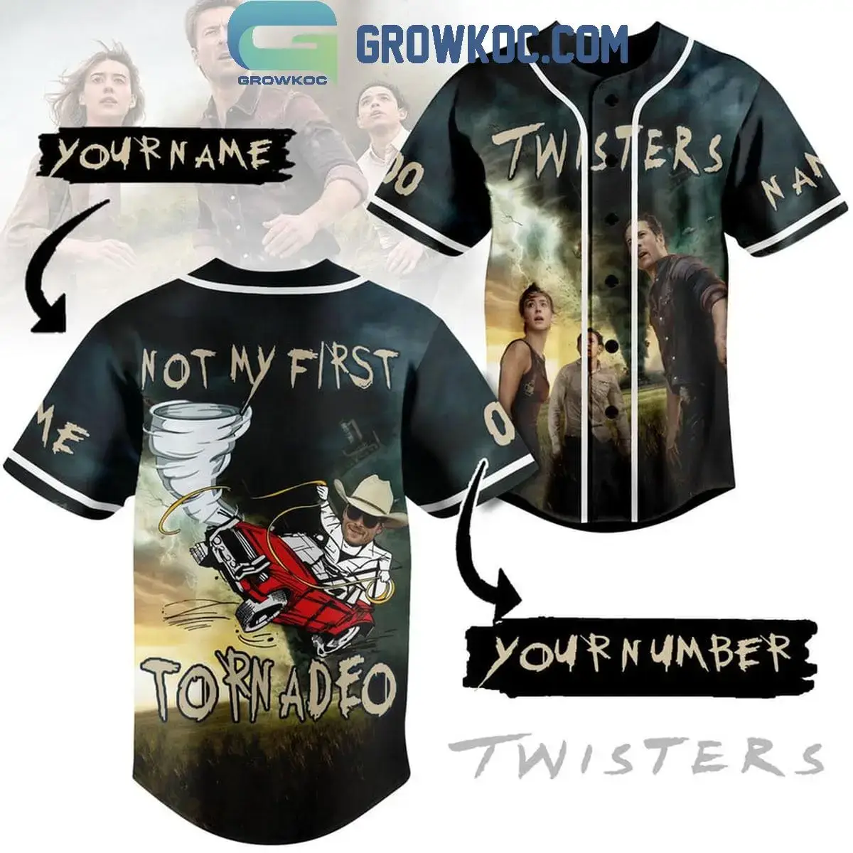 Twisters Not My First Tornadeo Personalized Baseball Jersey Image