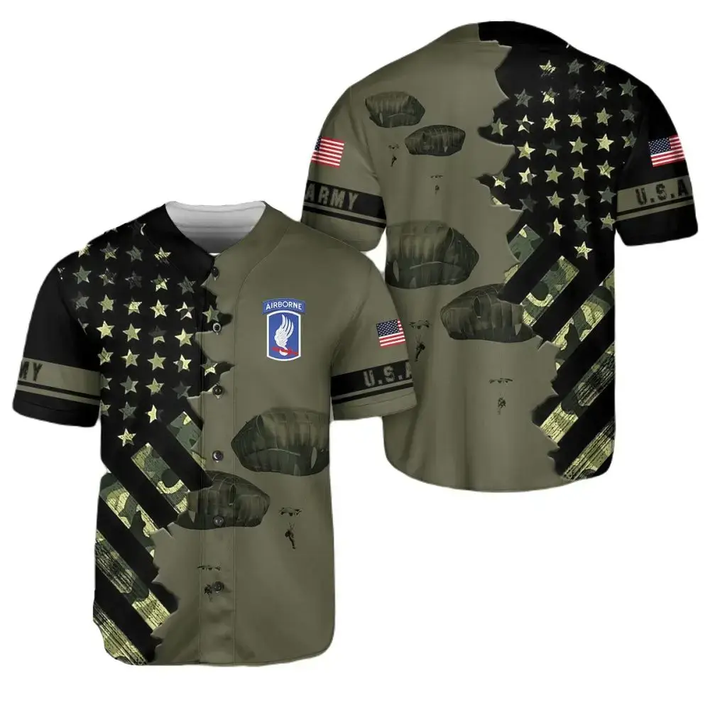 U.S. Army Airborne Baseball Jersey – Patriotic Stars & Stripes Design, Perfect Gift For Veterans & Military Fans Image