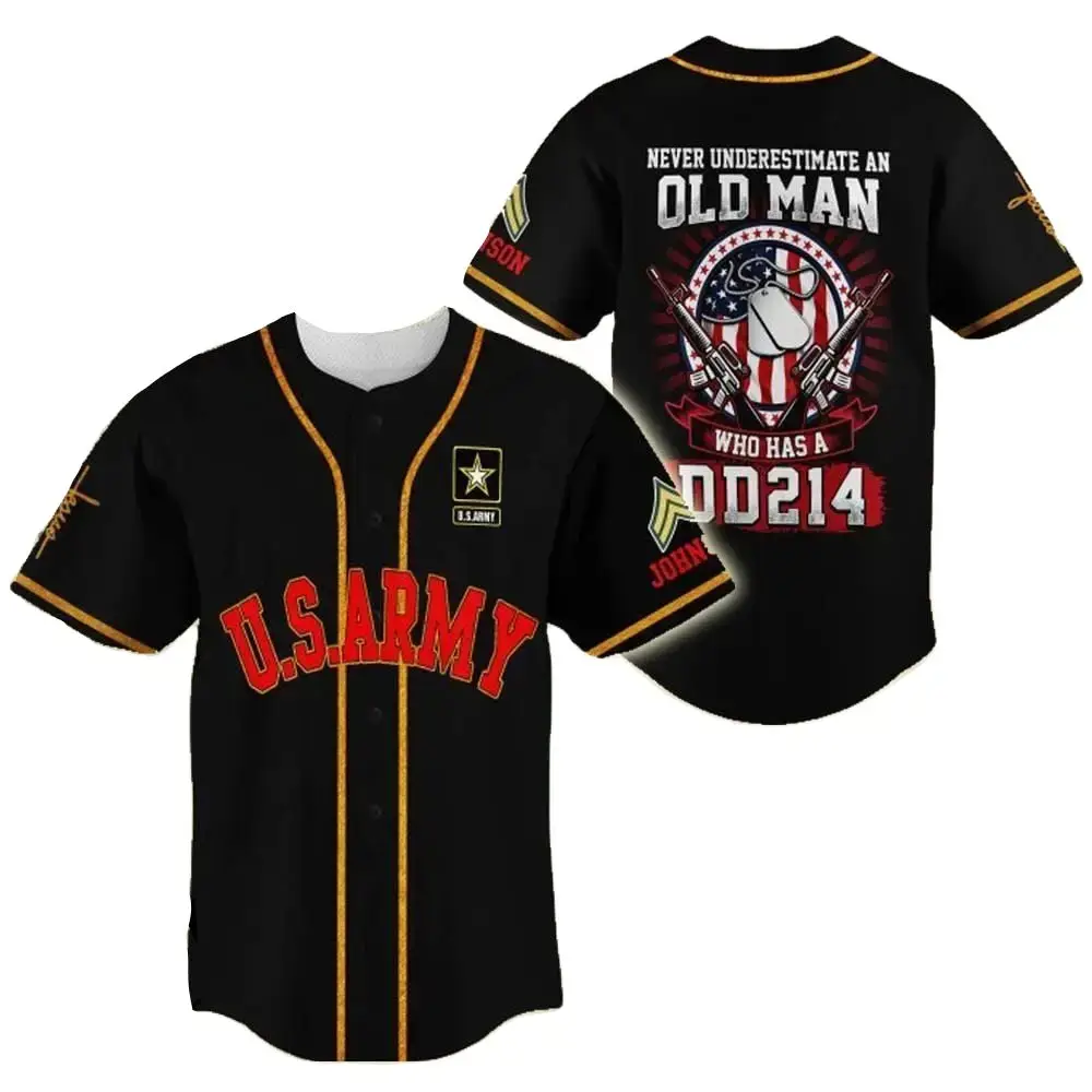 U.S. Army Veteran Baseball Jersey – Bold Design, Perfect Gift For Proud Dd214 Holders! Image