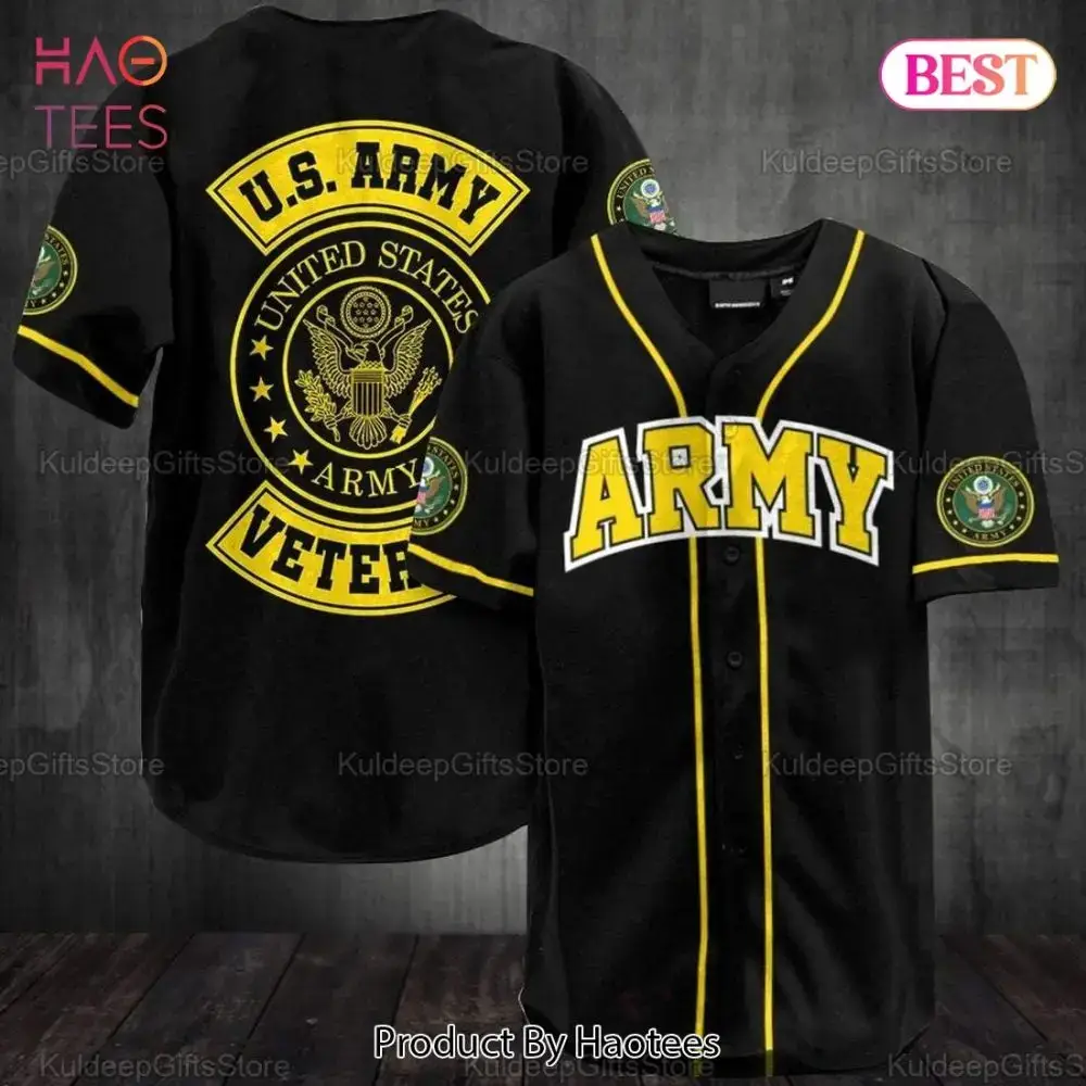 U.S. Army Veteran Jersey - Bold Black & Gold Tribute Tee For Proud Vets Image