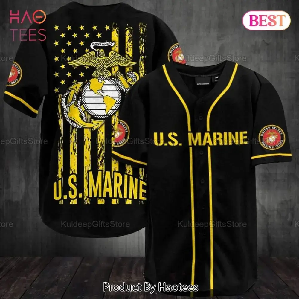 U.S. Marine Corps Baseball Jersey - Vintage Military Style Apparel Gift Image
