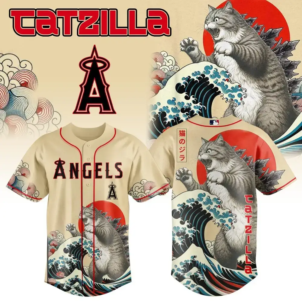 Unique Cat Baseball Jersey - Catzilla Design , Perfect Gift For Cat Lovers & Baseball Fans Image