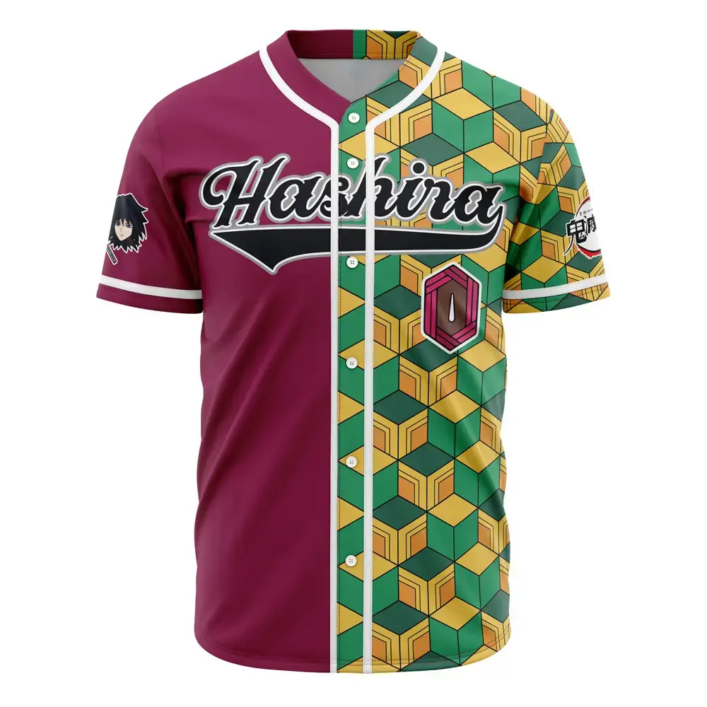 Unisex Anime-Inspired Baseball Jersey - Vibrant Geometric Design, Premium Quality Image