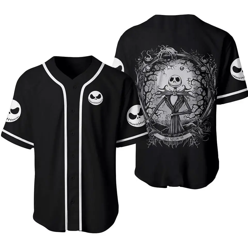 Unisex Gothic Skeleton Baseball Jersey – Spooky Halloween Shirt For Fans Image