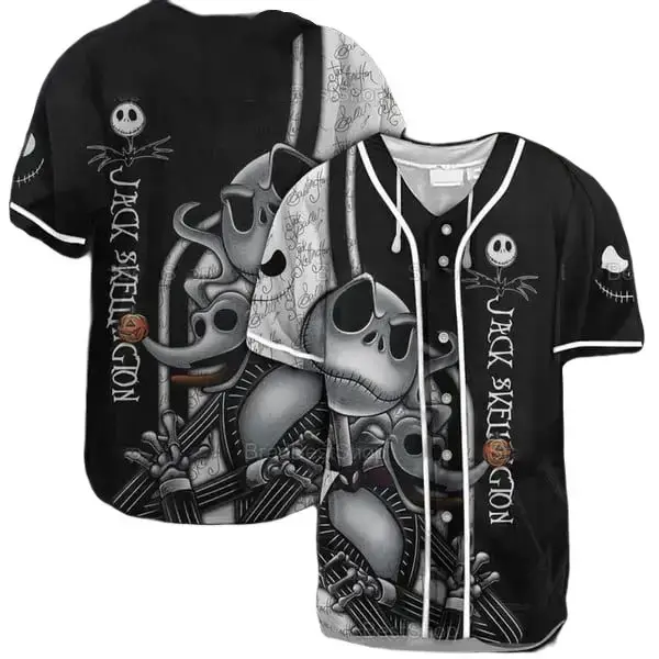 Unisex Jack Skellington Baseball Jersey - Nightmare Before Christmas Fans' Must-Have! Image
