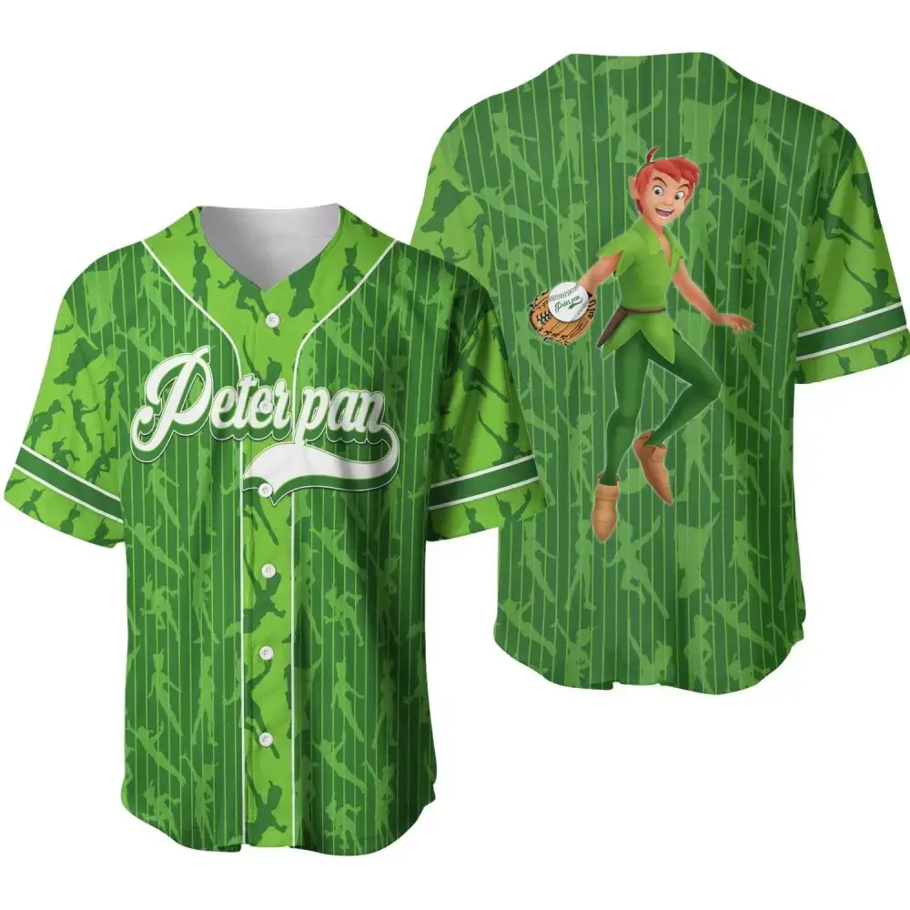 Unisex Peter Pan Baseball Jersey - Vibrant Green Adventure Shirt For Fans Image