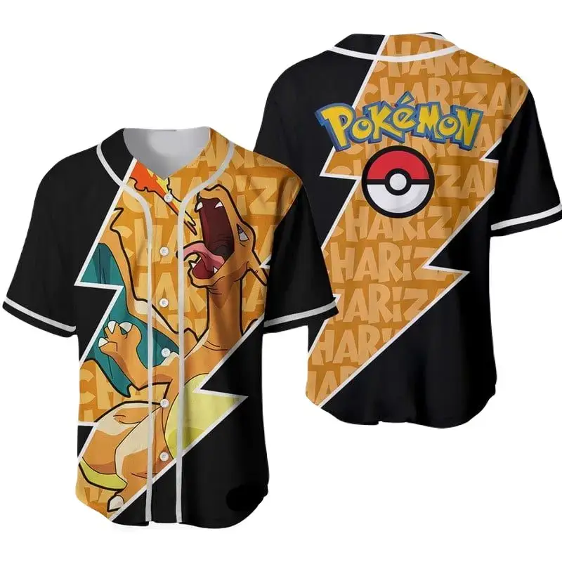 Unisex Pokémon Charizard Baseball Jersey - Vibrant Design For Fans & Collectors Image