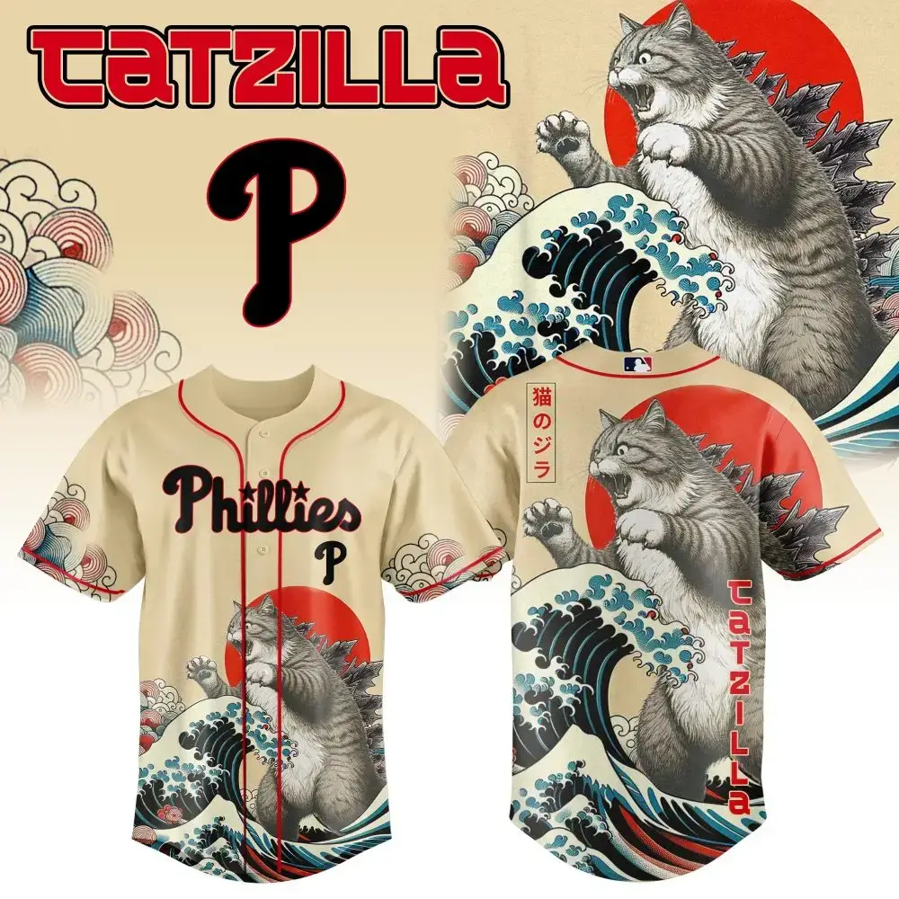 Unleash Style: Catzilla Philly Baseball Jersey – Unique Graphic Tee For Fans Image