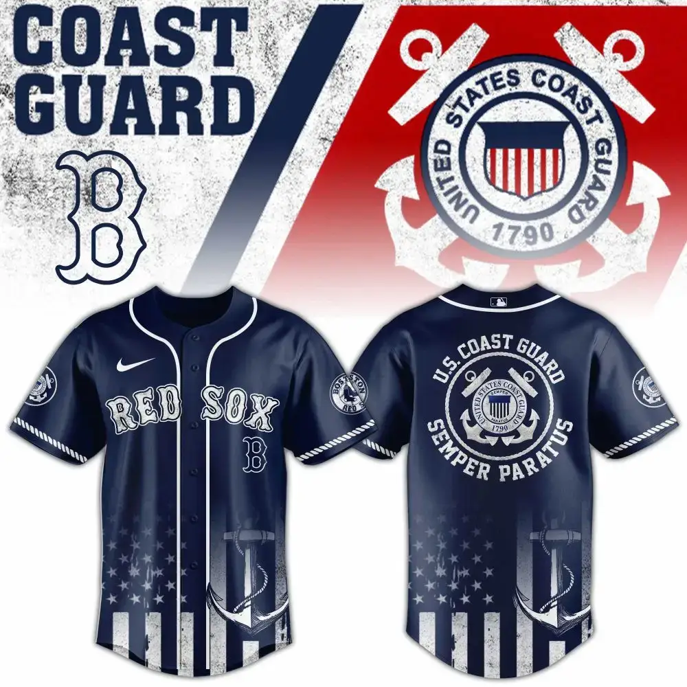 Us Coast Guard X Red Sox Baseball Jersey - Patriotic Design, Limited Edition Image