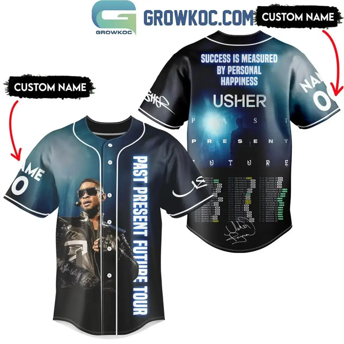 Usher Success Is Measured By Personal Happiness Personalized Baseball Jersey Image