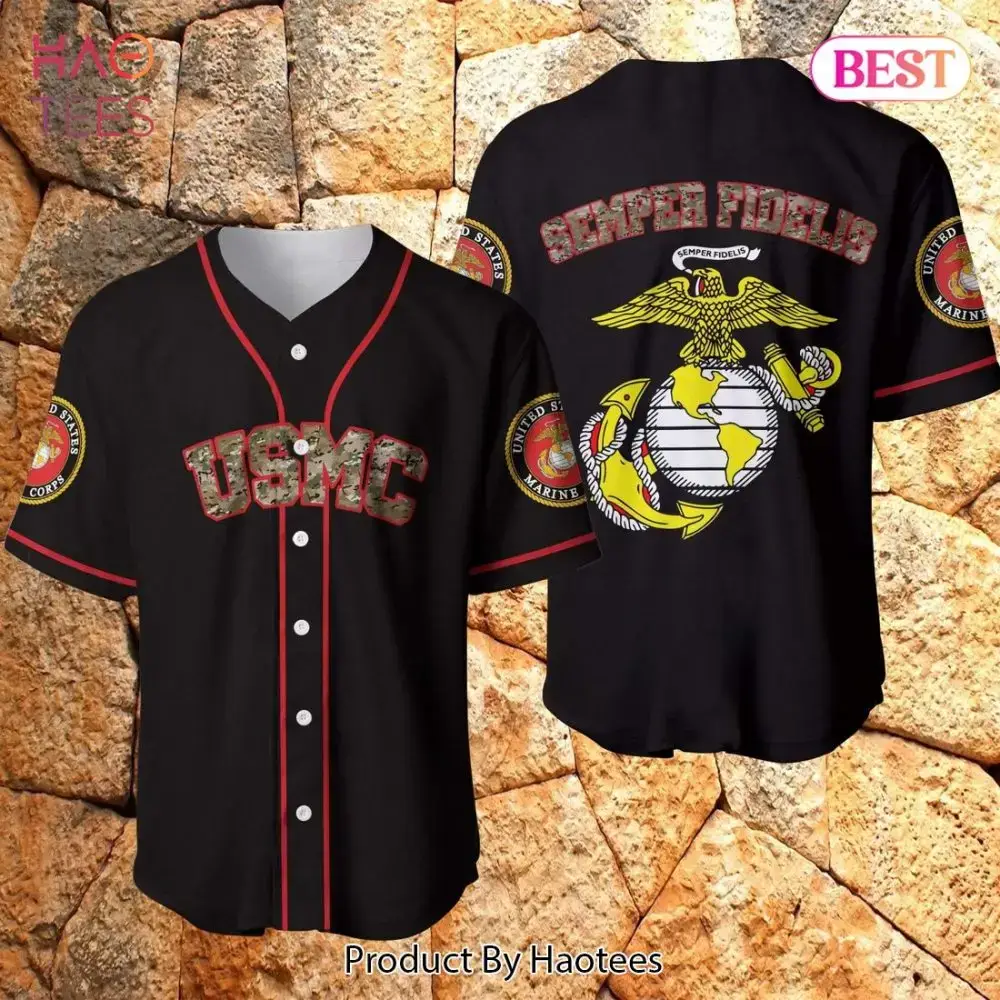 Usmc Military Baseball Jersey - Semper Fidelis Commemorative Shirt Image