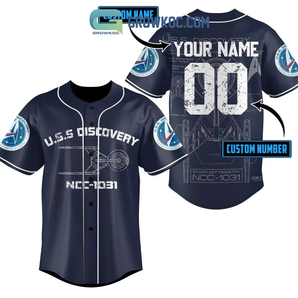USS Discovery NCC 1031 Personalized Baseball Jersey Image