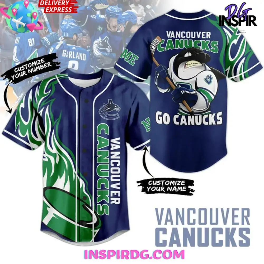 Vancouver Canucks Custom Name Baseball Jersey Image