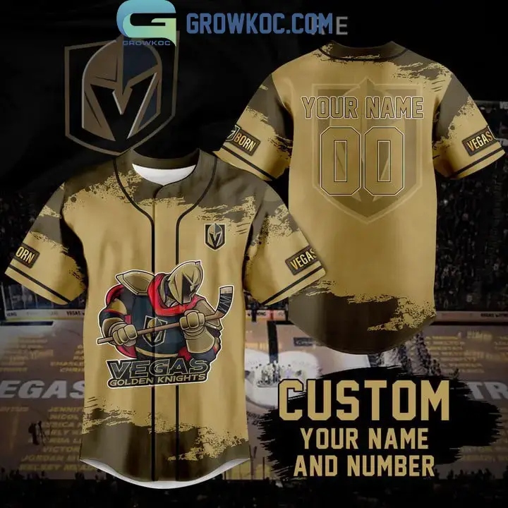 Vegas Golden Knights Custom Personalized Gold Design Baseball Jersey Image