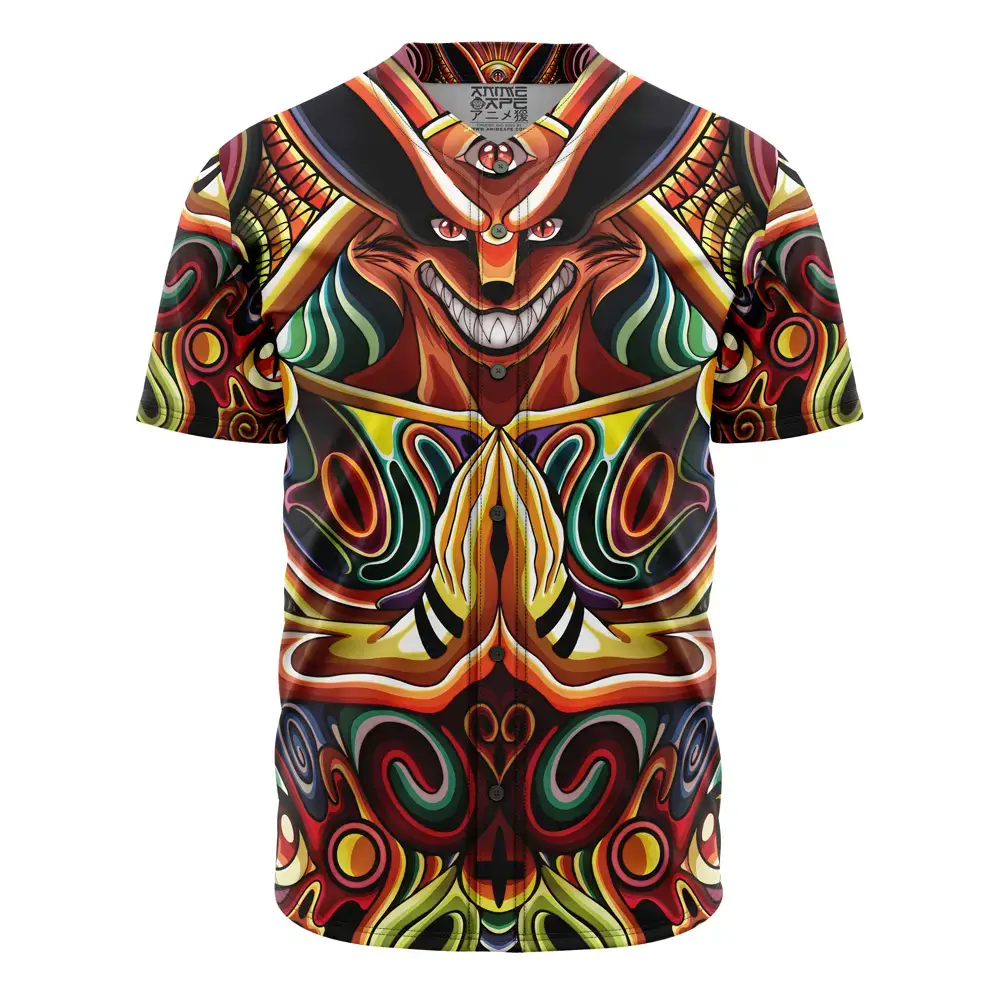 Vibrant Demon Face Graphic Baseball Jersey – Bold & Stylish Anime Print Shirt Image