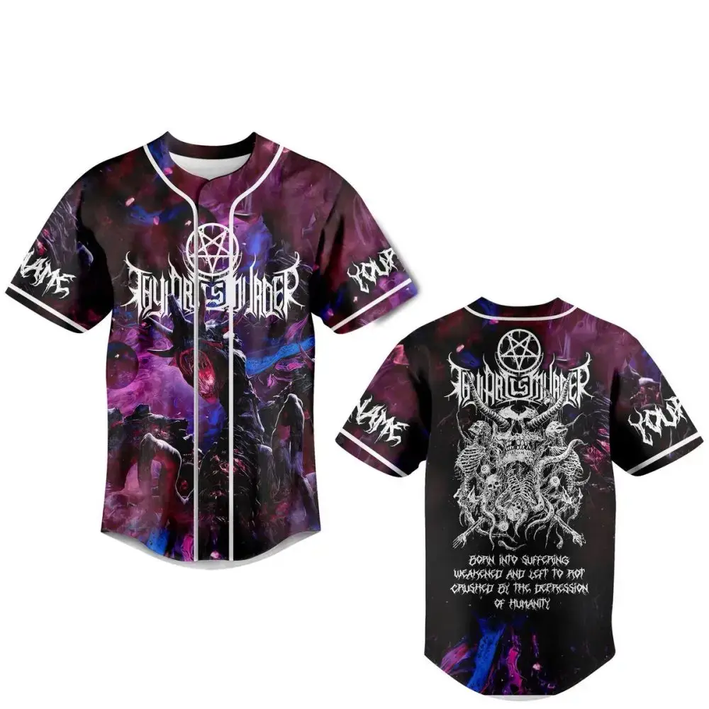 Vibrant Gothic Baseball Jersey – Cosmic Design, Perfect For Bold Styles Image