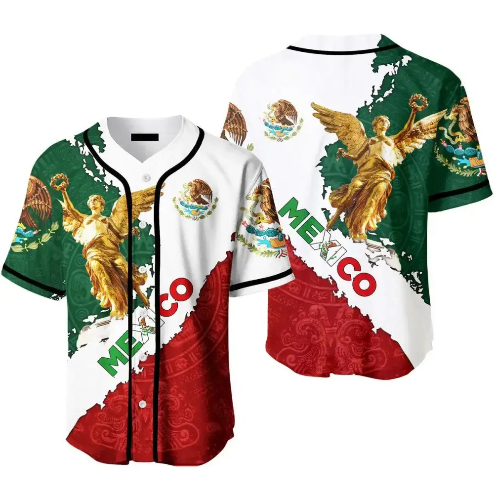 Vibrant Mexican Flag Baseball Jersey – Celebrate In Style & Comfort! Image