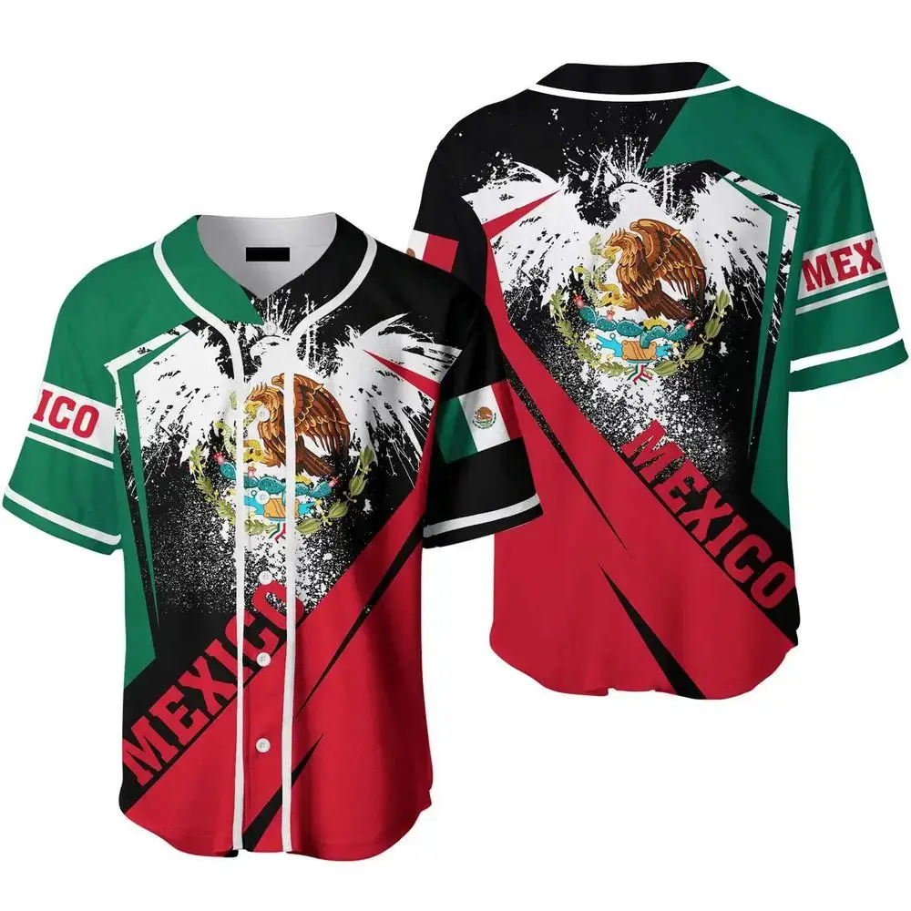 Vibrant Mexican Flag Baseball Jersey - Stylish Patriotic Apparel For Fans - Unisex S-Xxl Image
