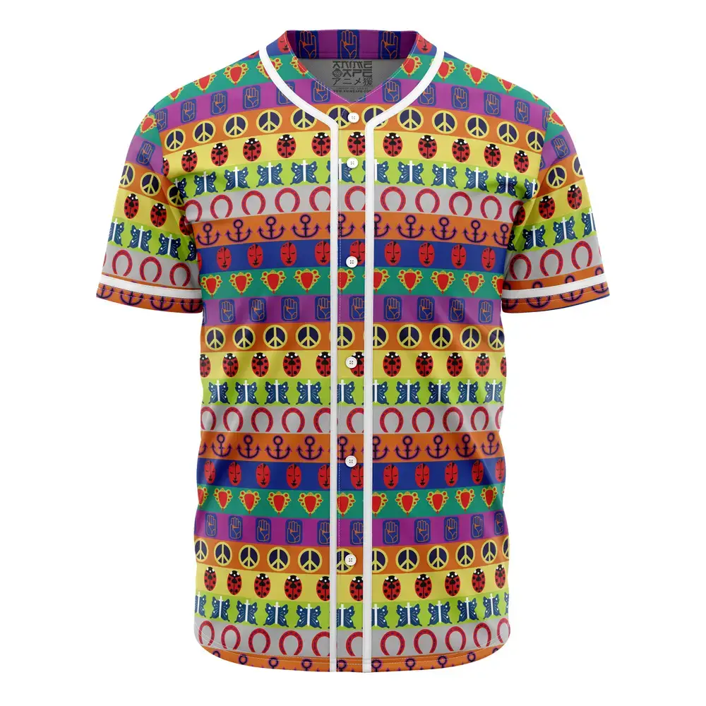 Vibrant Patterned Baseball Jersey - Unisex Colorful Graphic Shirt For Bold Style Image