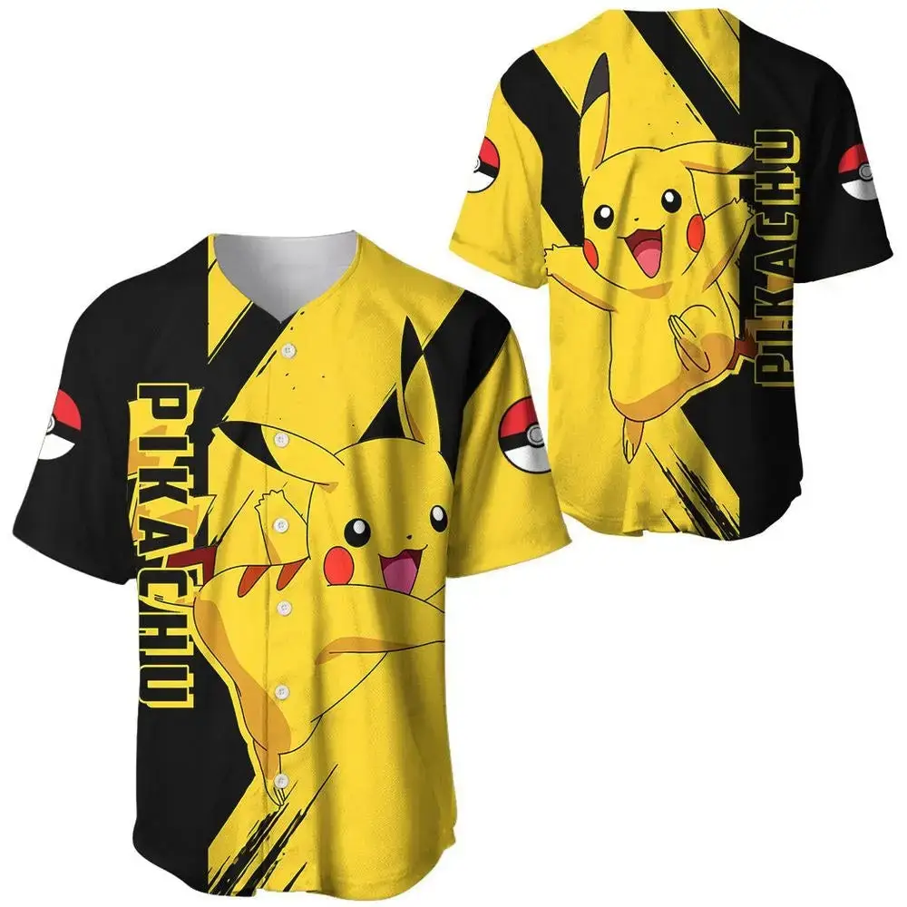 Vibrant Pikachu Baseball Jersey – Stylish Pokémon Fan Apparel For All Ages Image