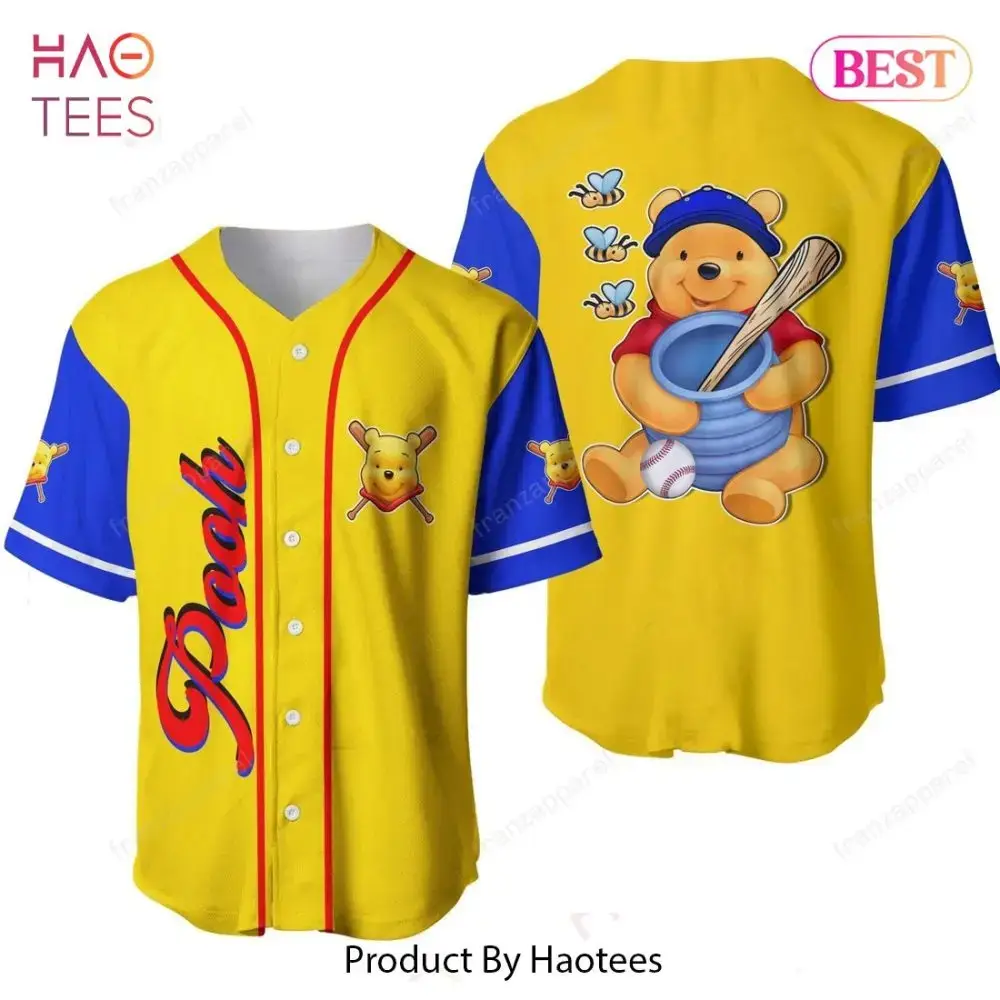Vibrant Pooh Baseball Jersey - Cartoon Sports Style For Fans - Perfect Gift Image